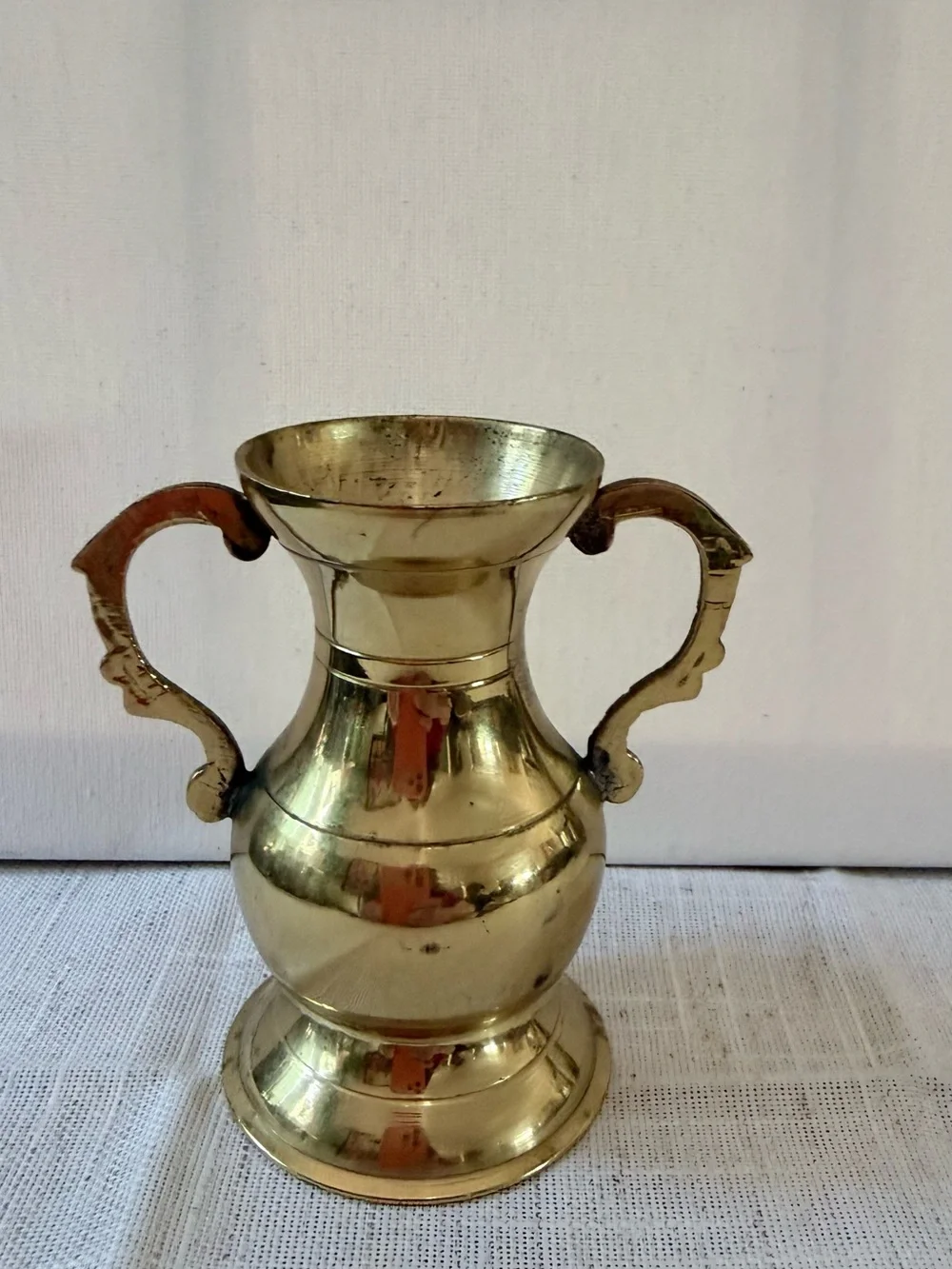 Brass Double-Handled Decorative Vase - Gold Finish